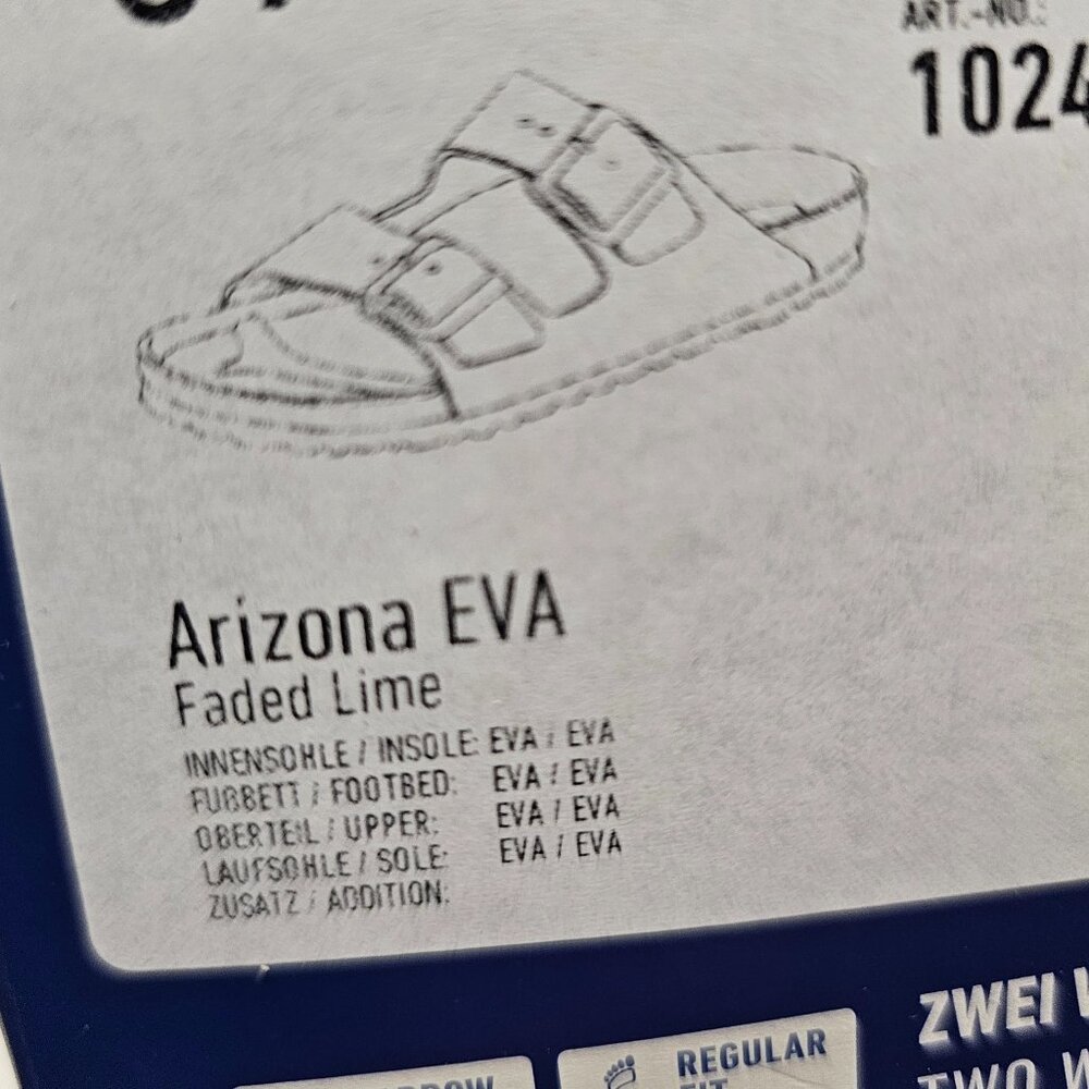 New Birkenstock Women Arizona EVA Faded Lime Waterproof Pool Slide Sandals 10 41 - Picture 3 of 8